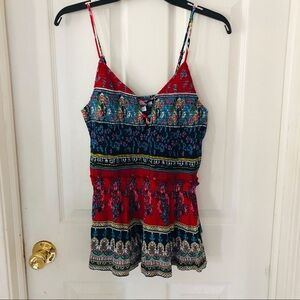 NWT PATRONS OF PEACE multi Printed floral boho bohemian festival tank SZ small